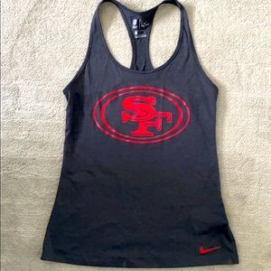 Women’s S 49ers racerback grey tank top